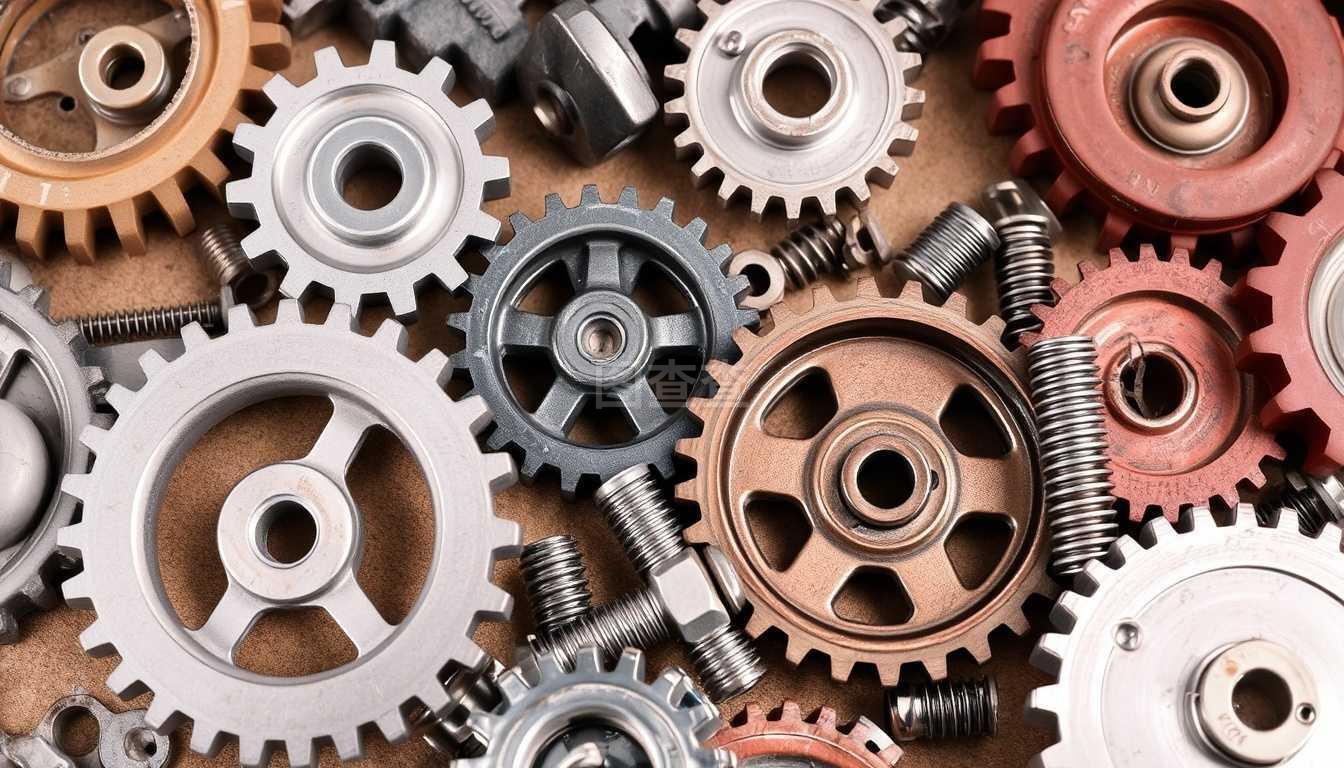 黑色背景上的机械元件.工业物体