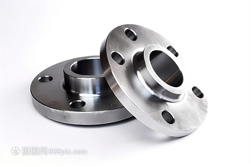 白色背景上的焊接钢法兰
