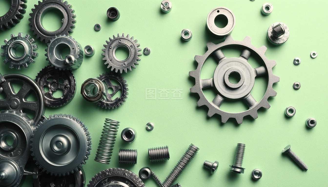 黑色背景上的机械元件.工业物体